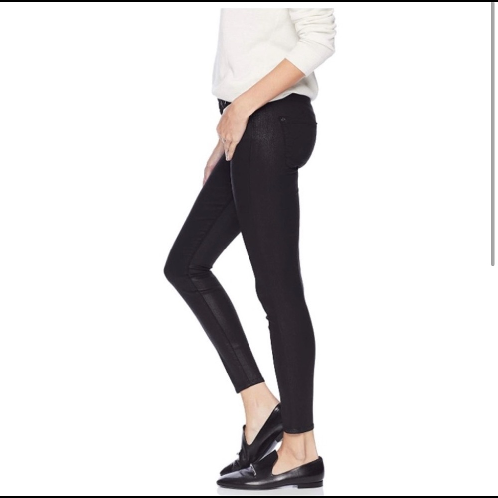 Black Coated Waxed Skinny Jeans